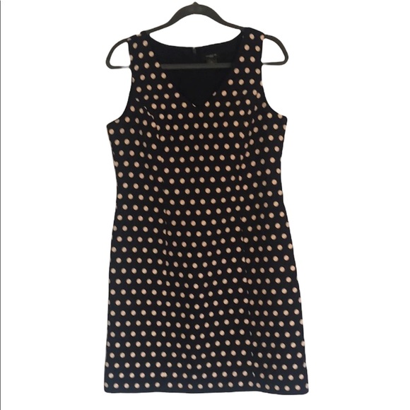 Ann Taylor petite 8P Black sheath dress with polka dots - Picture 1 of 8